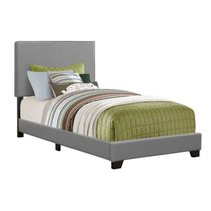 Monarch Bed - twin size / leather-look - Grey Hot