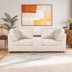 Modular Loveseat with Console - 3 pcs Beige Online