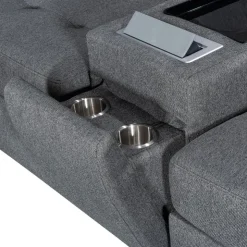 Modular Sectional with Console and Ottoman - 7 pcs Beige Online
