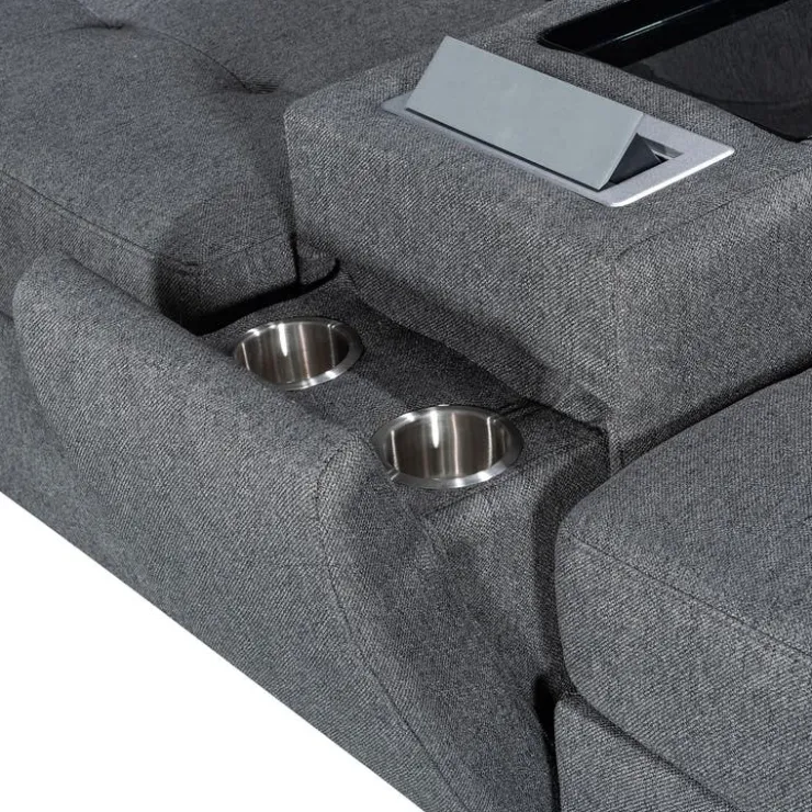 Modular Sectional with Console and Ottoman - 7 pcs Beige Online