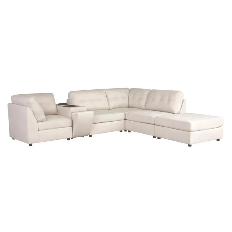 Modular Sectional with Console and Ottoman - 6 pcs Beige Sale