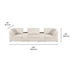 Modular Sofa with 2 Consoles - 5 pcs Beige