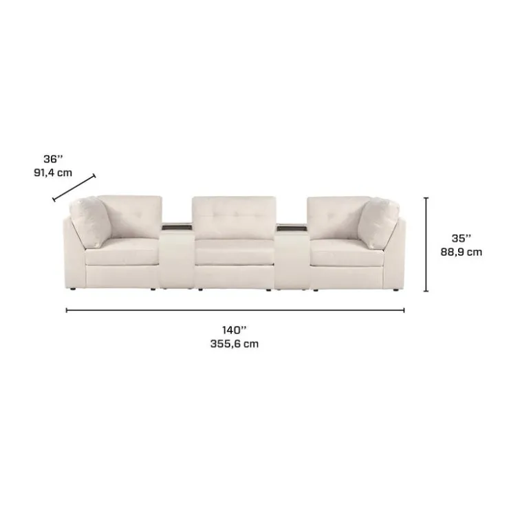 Modular Sofa with 2 Consoles - 5 pcs Beige