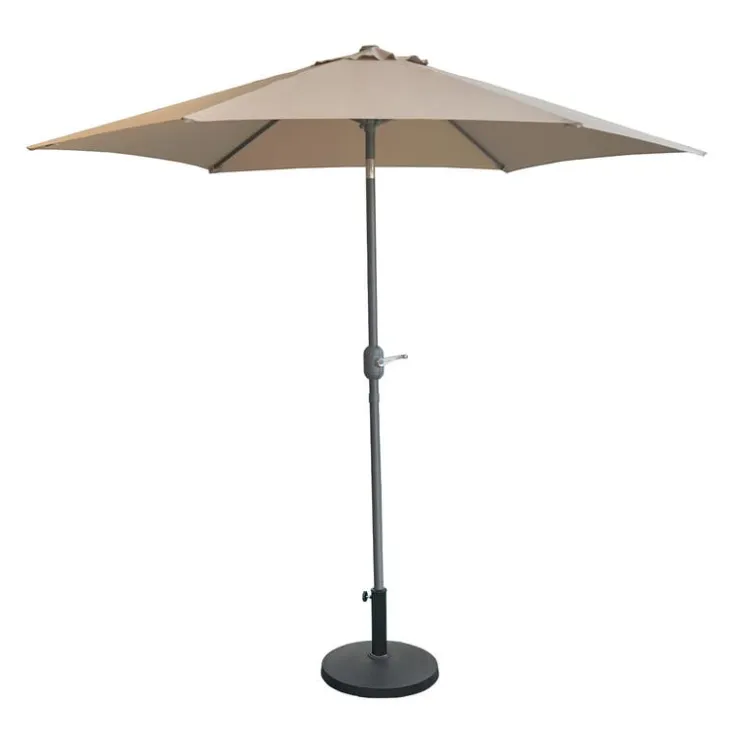 Beige Tilting Patio Umbrella with Base - 9 ft Black/Grey Outlet