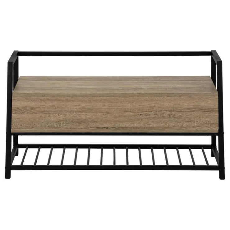 Monarch Bench - shoe rack / flip top storage - 42"l - wood-look / black me - Dark Taupe Discount