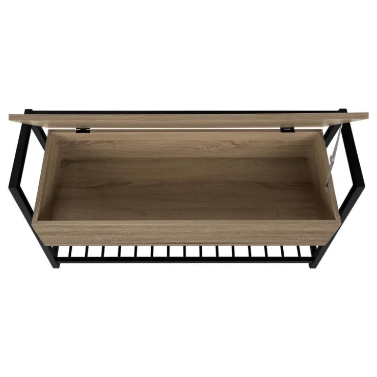 Monarch Bench - shoe rack / flip top storage - 42"l - wood-look / black me - Dark Taupe Discount