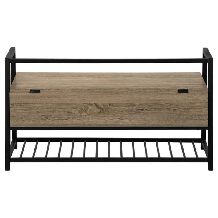 Monarch Bench - shoe rack / flip top storage - 42"l - wood-look / black me - Dark Taupe Discount