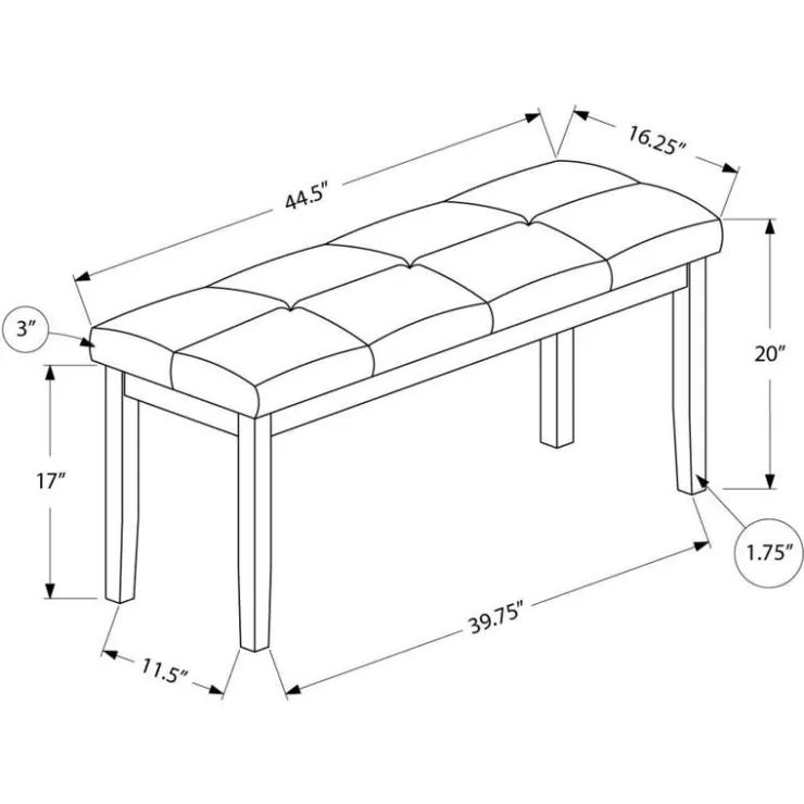 Monarch Bench 44"L - Brown Clearance