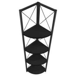 Monarch Bookcase - 4 tier corner etagere - metal frame x-design - 60"h - / - Black New