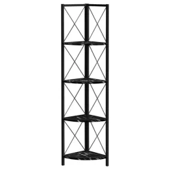 Monarch Bookcase - 4 tier corner etagere - metal frame x-design - 60