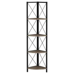 Monarch Bookcase - 4 tier corner etagere - metal frame x-design - 60