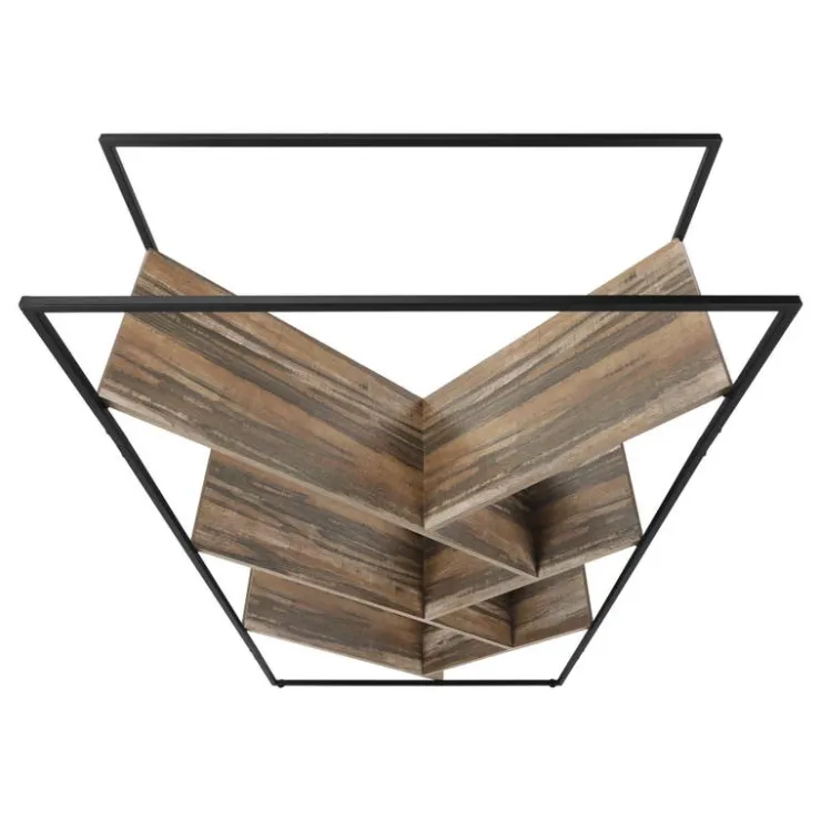 Monarch Bookcase / etagere - 5 slanted open shelves - 60"h - reclaimed wood-loo - Brown Clearance