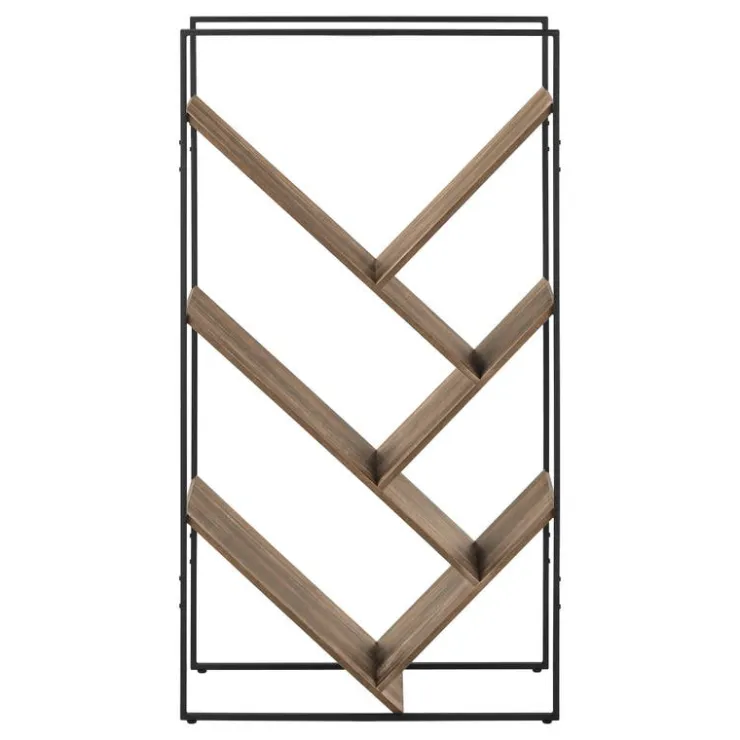 Monarch Bookcase / etagere - 5 slanted open shelves - 60"h - reclaimed wood-loo - Brown Clearance