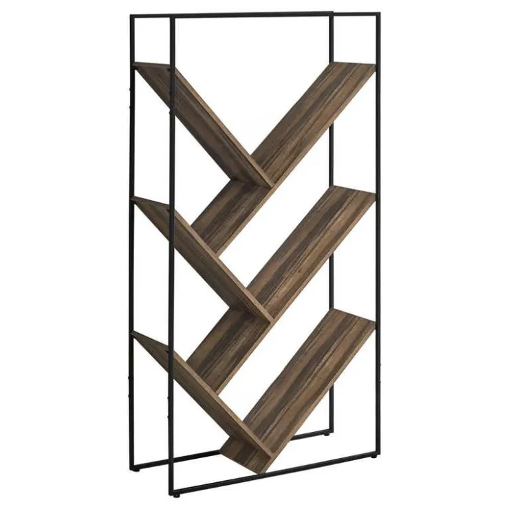Monarch Bookcase / etagere - 5 slanted open shelves - 60"h - reclaimed wood-loo - Brown Clearance