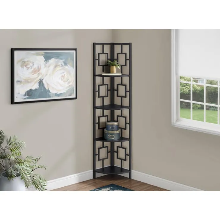 Monarch Bookcase - 62"h / / metal corner etagere - Black Sale