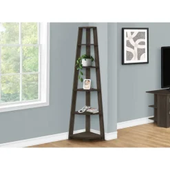 Monarch Bookcase - 72""h / brown corner accent etagere - Oak Sale