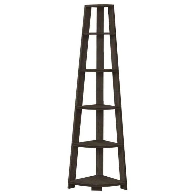 Monarch Bookcase - 72""h / brown corner accent etagere - Oak Sale