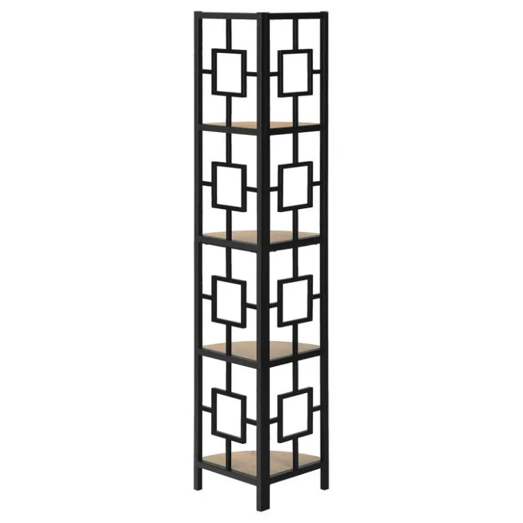 Monarch Bookcase - 62"h / / black metal corner etagere - Dark Taupe Discount
