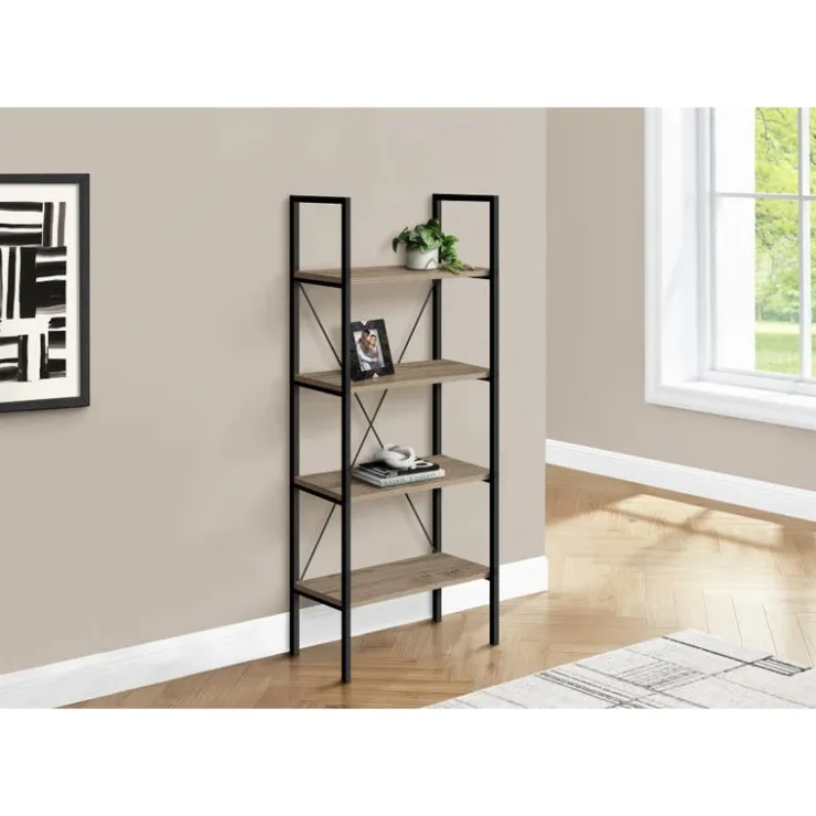 Monarch Bookcase - 48"h / / black metal - Dark Taupe Hot