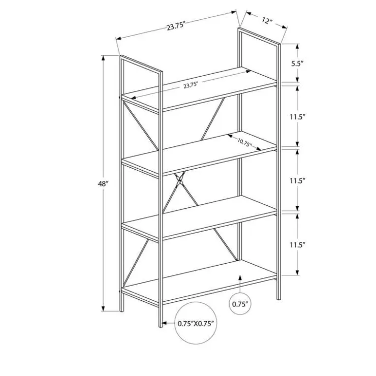 Monarch Bookcase - 48"h / / black metal - Dark Taupe Hot
