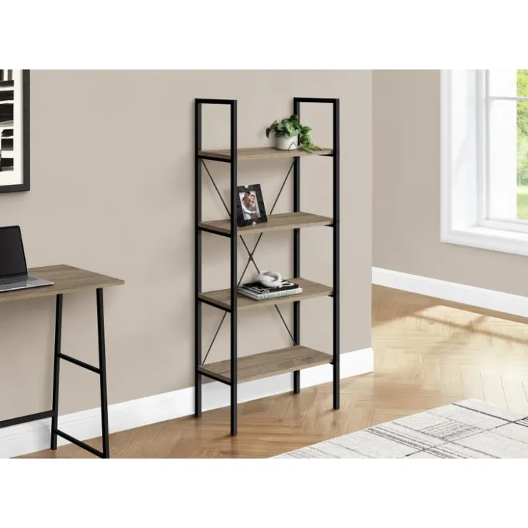 Monarch Bookcase - 48"h / / black metal - Dark Taupe Hot