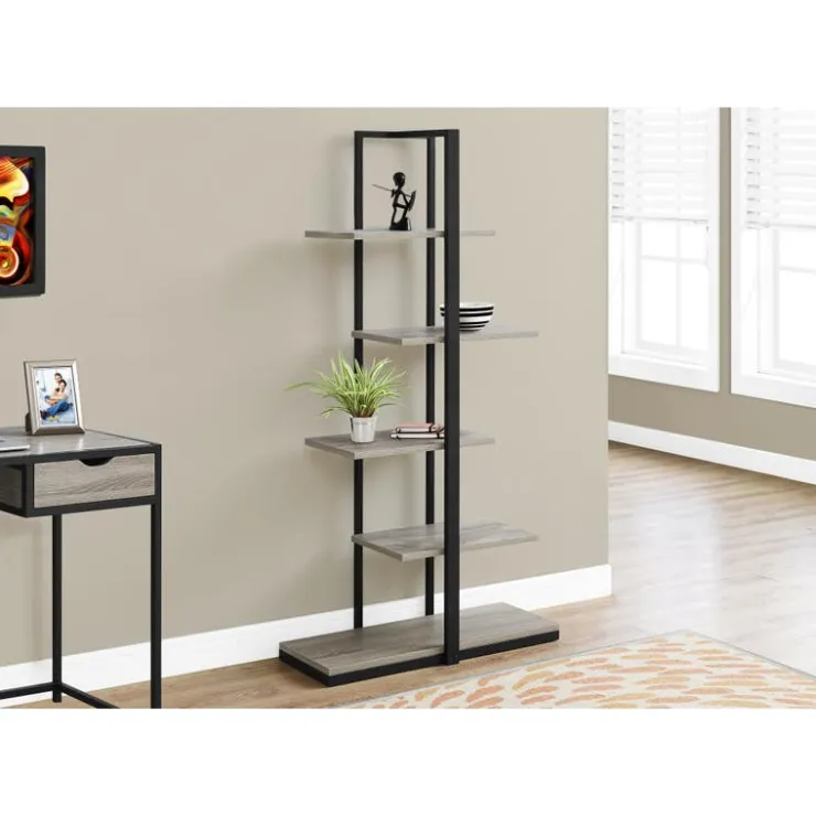 Monarch Bookcase - 60"h / / black metal - Dark Taupe Sale