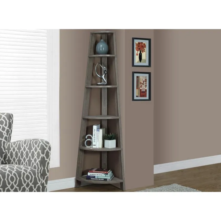 Monarch Bookcase - 72"h / corner accent etagere - Dark Taupe Online
