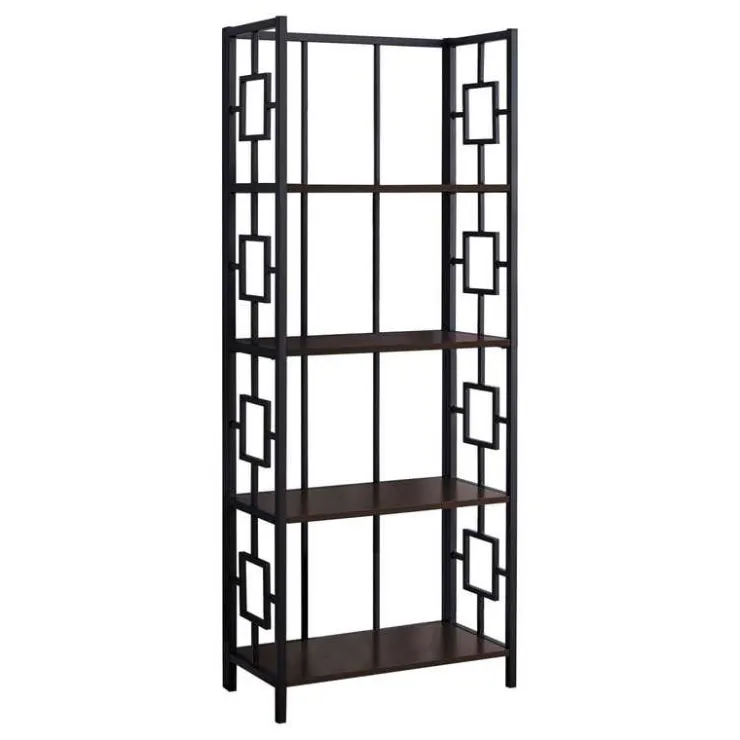 Monarch Bookcase - 62"h / / black metal etagere - Espresso Clearance