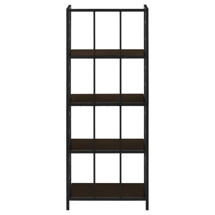 Monarch Bookcase - 62"h / / black metal etagere - Espresso Clearance