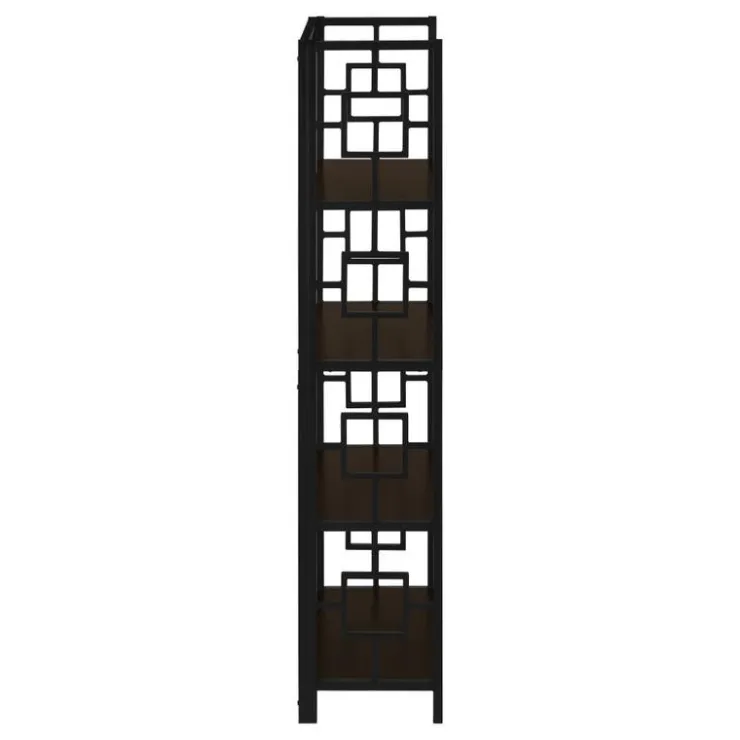 Monarch Bookcase - 62"h / / black metal etagere - Espresso Clearance