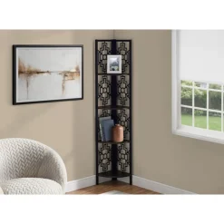 Monarch Bookcase - 62"h / / black metal corner etagere - Espresso Best