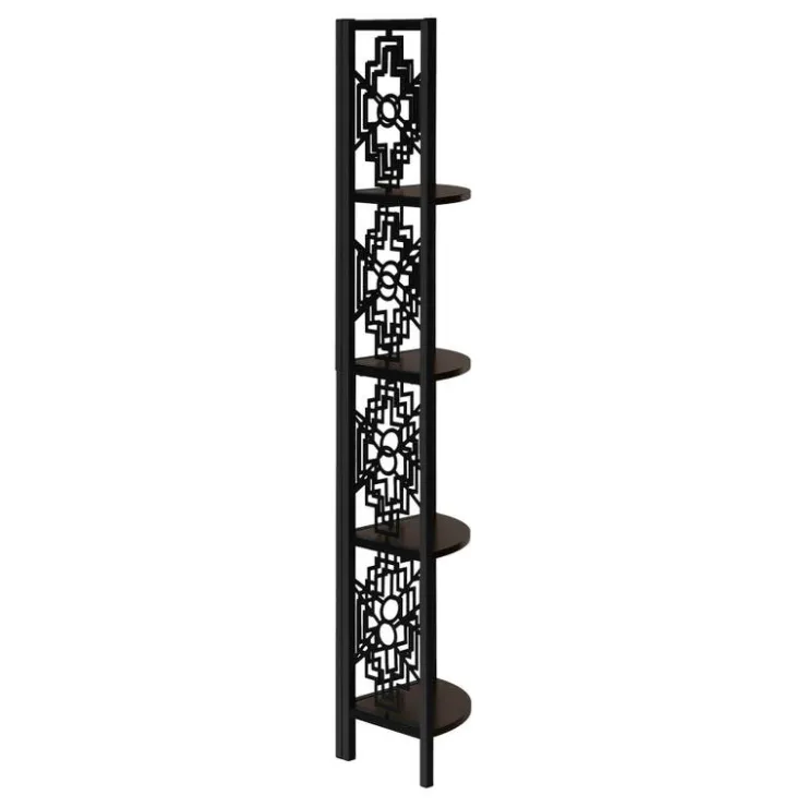 Monarch Bookcase - 62"h / / black metal corner etagere - Espresso Best
