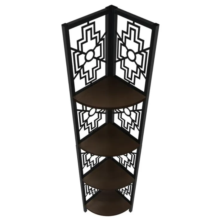 Monarch Bookcase - 62"h / / black metal corner etagere - Espresso Best