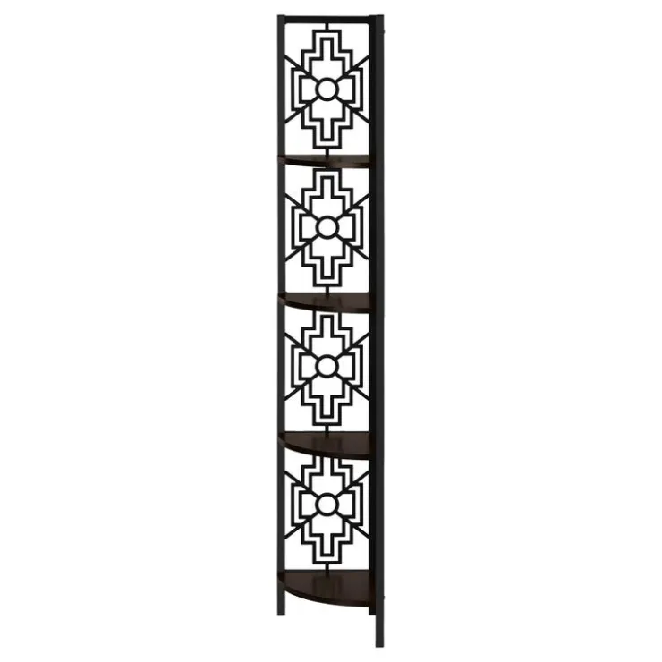 Monarch Bookcase - 62"h / / black metal corner etagere - Espresso Best