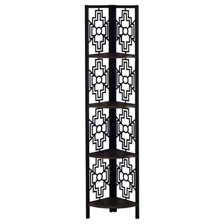 Monarch Bookcase - 62"h / / black metal corner etagere - Espresso Best