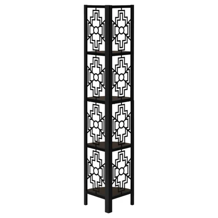 Monarch Bookcase - 62"h / / black metal corner etagere - Espresso Best
