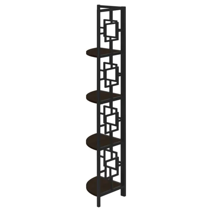 Monarch Bookcase - 62"h / / black metal corner etagere - Espresso Sale