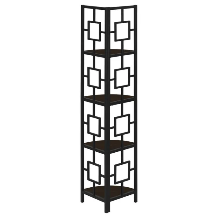 Monarch Bookcase - 62"h / / black metal corner etagere - Espresso Sale