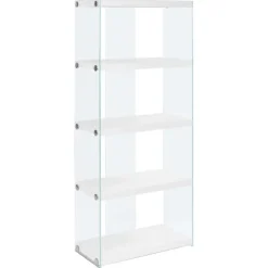 Monarch Bookcase - 60"h / glossy with tempered glass - White New