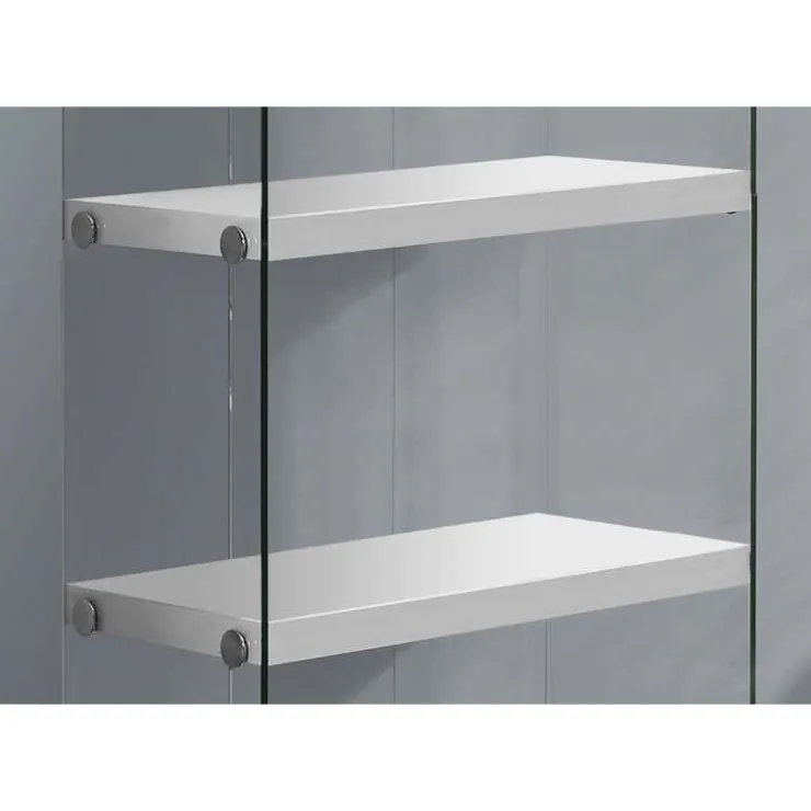 Monarch Bookcase - 60"h / glossy with tempered glass - White New