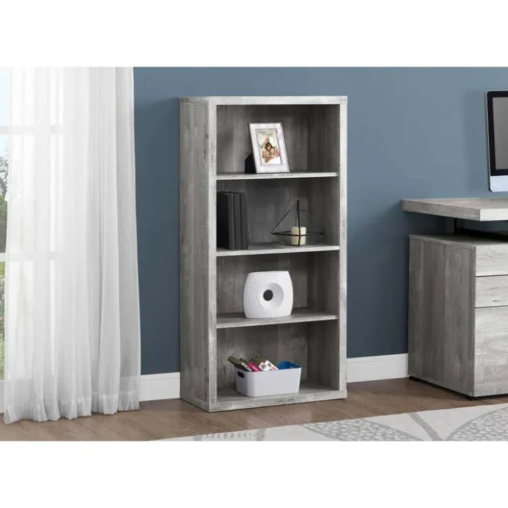 Monarch Bookcase - 48"h / reclaimed wood-look / adj. shelves - Grey