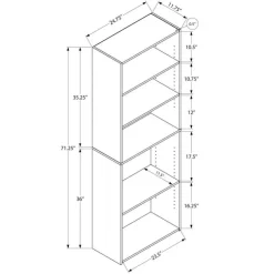 Monarch Bookcase - 72"h / with 5 shelves - Grey Best