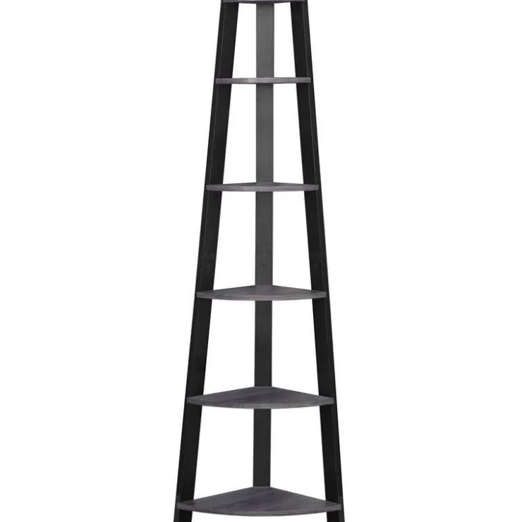 Monarch Bookcase - 72"h / -black corner accent etagere - Grey New