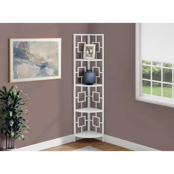 Monarch Bookcase - 62"h / / metal corner etagere - White Discount