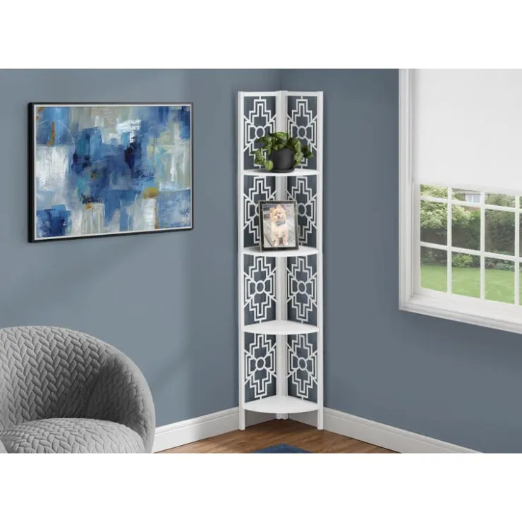 Monarch Bookcase - 62"h / / metal corner etagere - White Outlet