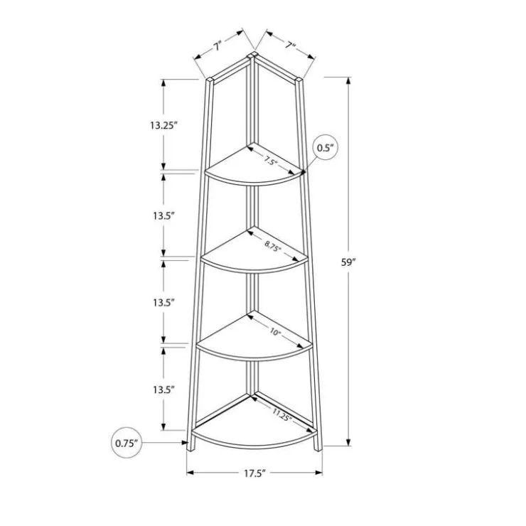 Monarch Bookcase - 60"h / / metal corner etagere - White