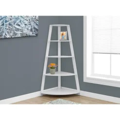 Monarch Bookcase - 60"h / corner accent etagere - White Clearance