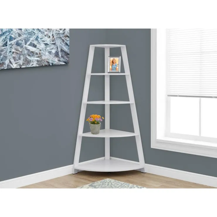 Monarch Bookcase - 60"h / corner accent etagere - White Clearance