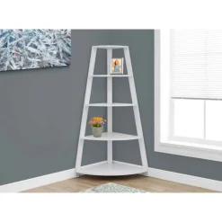 Monarch Bookcase - 60"h / corner accent etagere - White Clearance