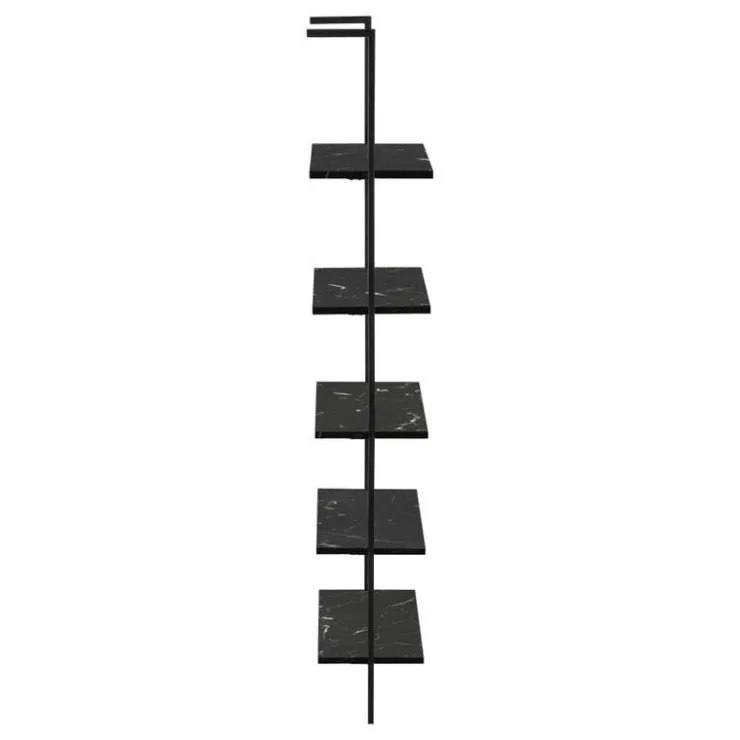 Monarch Bookcase - 72"h ladder marble / metal - Black Hot